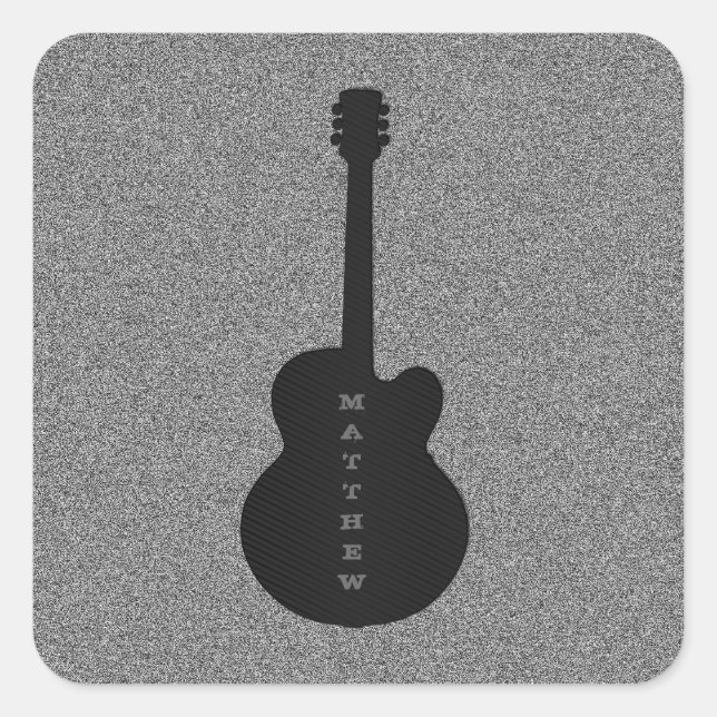 Stickers Carré de guitare rayé, Noir (Devant)