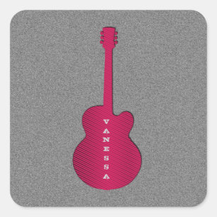 Stickers Carré de guitare rayé, Rose chaud