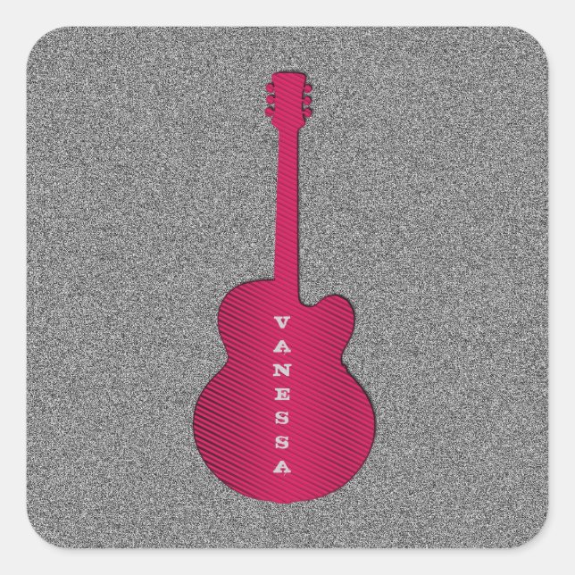 Stickers Carré de guitare rayé, Rose chaud (Devant)
