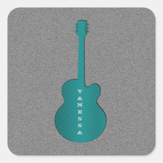 Stickers Carré de guitare rayé, Turquoise
