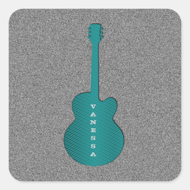 Stickers Carré de guitare rayé, Turquoise (Devant)