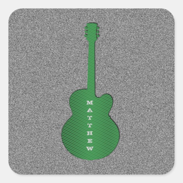 Stickers Carré de guitare rayé, Vert (Devant)