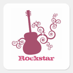 Stickers Carré de guitare Rockstar, Magenta
