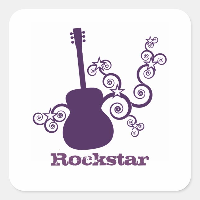 Stickers Carré de Guitare Rockstar, violet (Devant)
