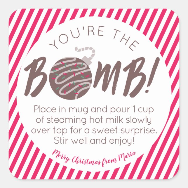 Stickers Carré de la bombe de chocolat de Noël (Devant)