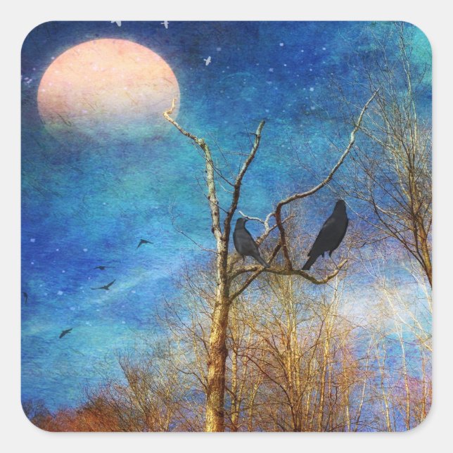 Stickers Carré de la scène de la forêt lunaire (Devant)