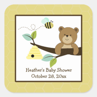 Stickers Carré de l'ours et de l'abeille au miel (