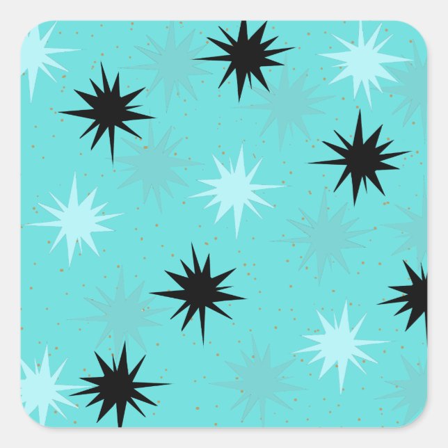 Stickers Carré de Starburst Turquoise Atomique (Devant)