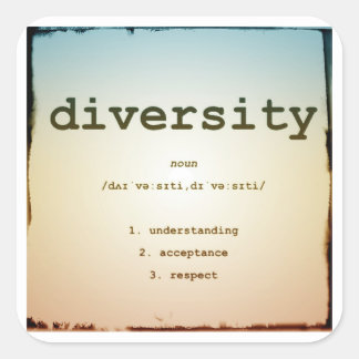 Stickers Carré diversité, brillant, gros, 3 pouces