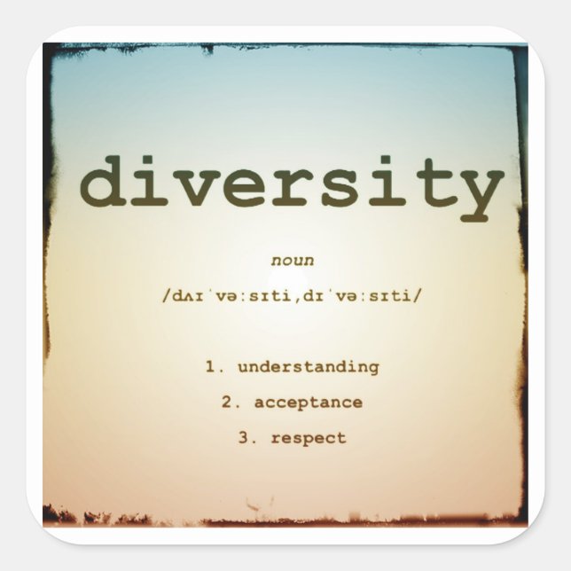 Stickers Carré diversité, brillant, gros, 3 pouces (Devant)