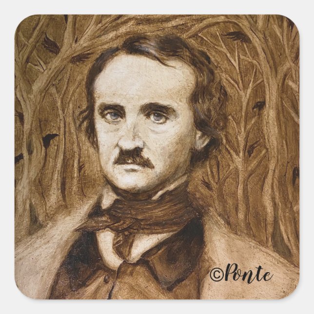 Stickers Carré Edgar Allan Poe Portrait (Devant)