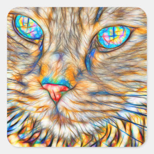 Stickers Carré Fab Cat Art - Glossy