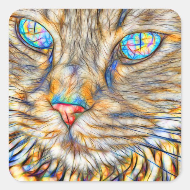 Stickers Carré Fab Cat Art - Glossy (Devant)