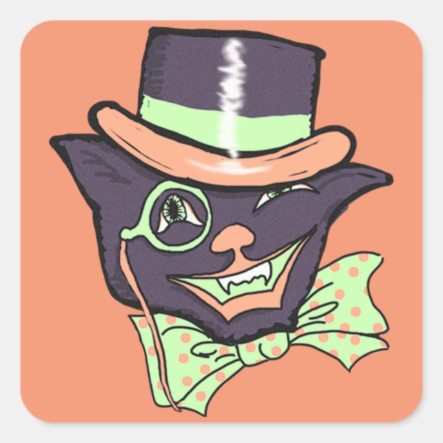 Stickers Carré Halloween vintages (Devant)