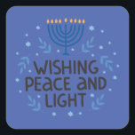 Stickers Carré Hanoukka Menorah moderne<br><div class="desc">Beau Hanoukka Blues avec cette amusante typographie "Wishing" Menorah Carré Sticker! 1, 5 x 1, 5 pouces - Aussi disponible en carré/cercles de 3 pouces</div>