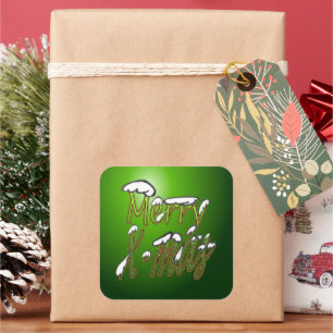 Stickers Carré Joyeux X-mas Green Lettering