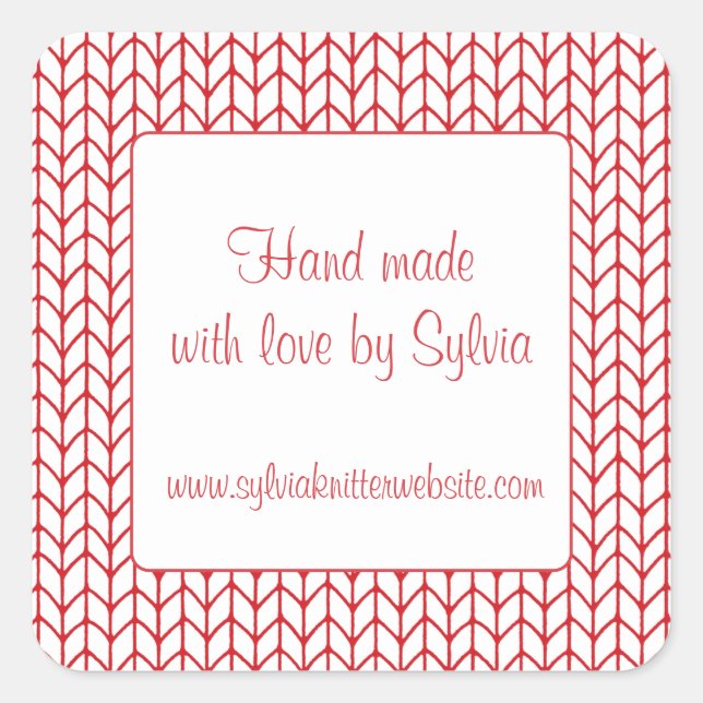 Stickers Carré "Made made" 1,5" RED LINE KNIT (Devant)