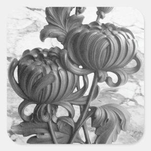 Stickers Carré noir et blanc Chrysanthemum