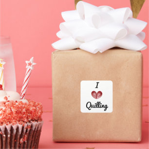 Stickers Carré personnalisables I heart Quilling 1