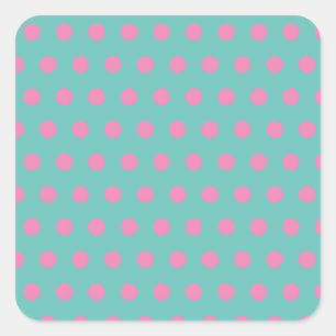 Stickers Carré Pointe Polka (Aqua & Pink)
