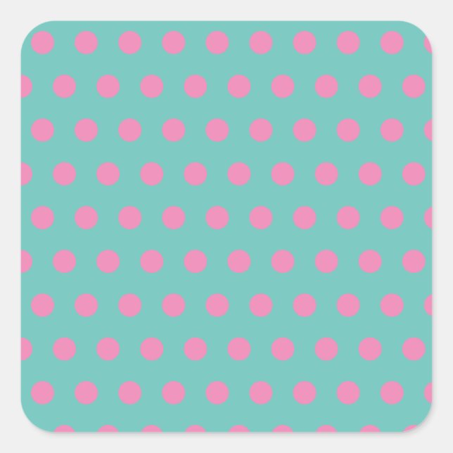 Stickers Carré Pointe Polka (Aqua & Pink) (Devant)