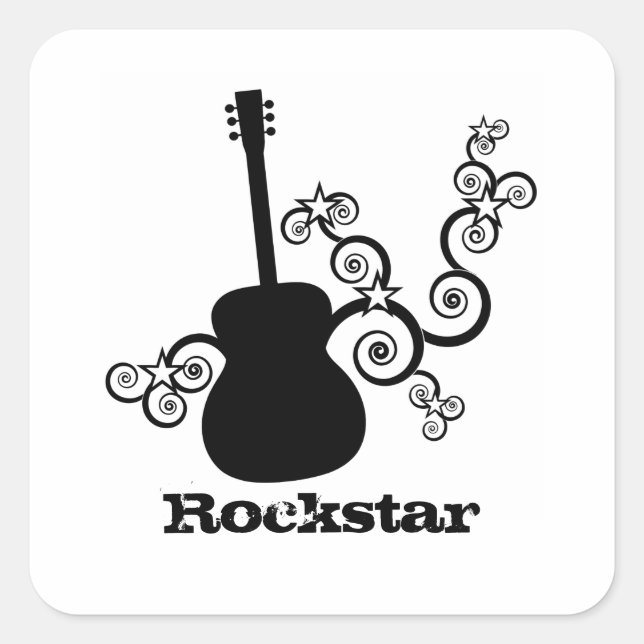 Stickers Carré Rockstar Guitare (Devant)