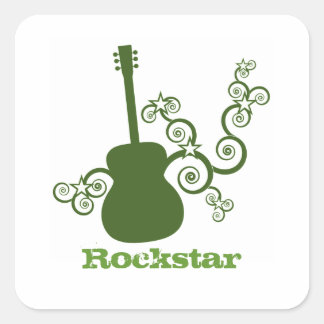 Stickers Carré Rockstar Guitare, Vert olive