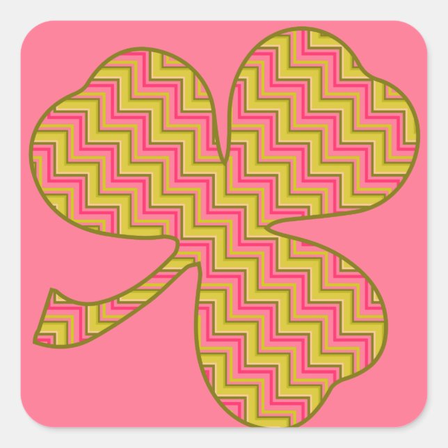 Stickers Carré Rose Chevron brillant (Devant)