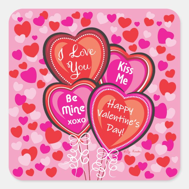 Stickers Carré Valentine Heart Balloons (Devant)