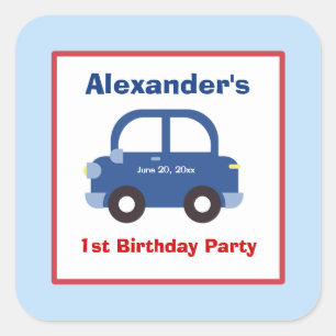 Stickers Carré Voiture Bleue Favoriser (6 Grands)