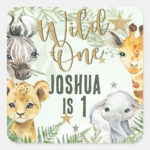 Stickers Carré Wild One Safari Animaux