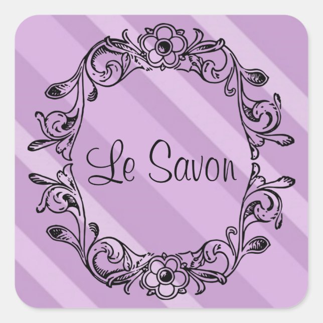 Stickers Carrés à rayures Le Savon Lavender/Étique (Devant)
