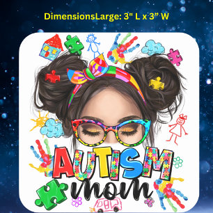 Stickers Carrés "Autism Mom"