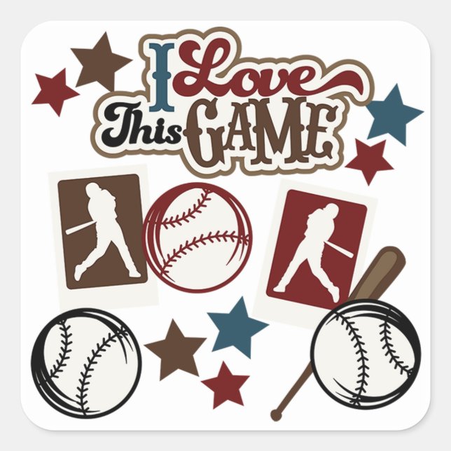 Stickers carrés/Baseball "I Love this game" (Devant)