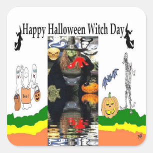 Stickers Carrés de la fête des sorcières d'Hallowe