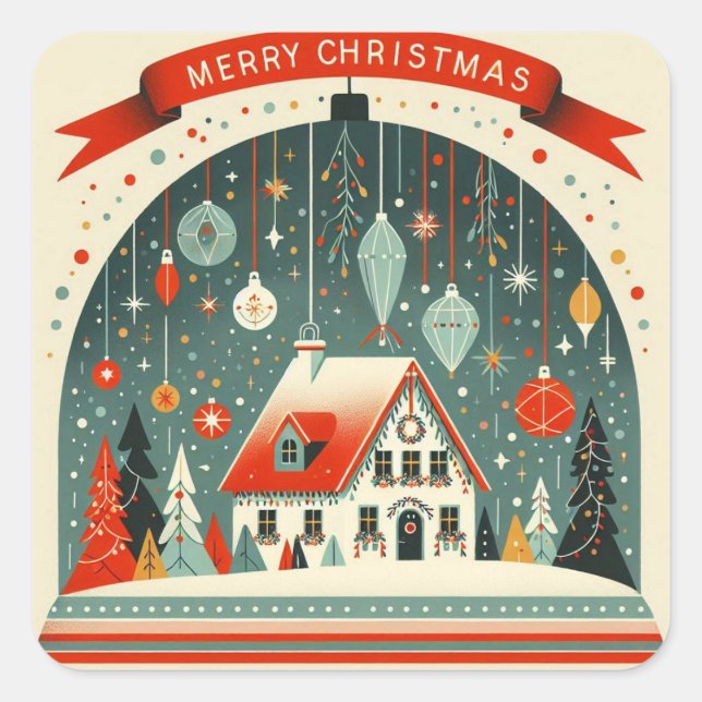Stickers carrés de Noël (Devant)