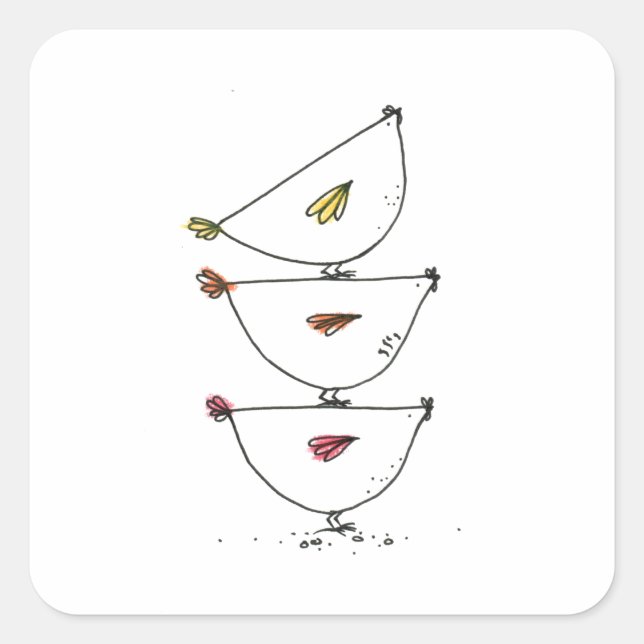 Stickers Carrés de poulets empilés (Devant)