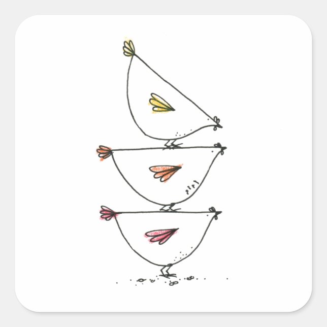 Stickers Carrés de poulets empilés (Devant)