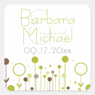 Stickers Carrés modernes Green Simple Floral Dot
