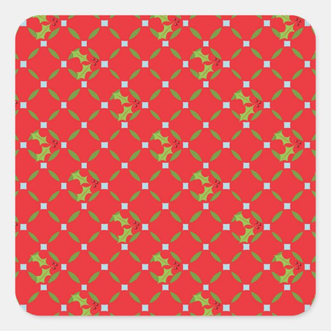 Stickers Carrés Motifs Red Christmas Holly (Devant)