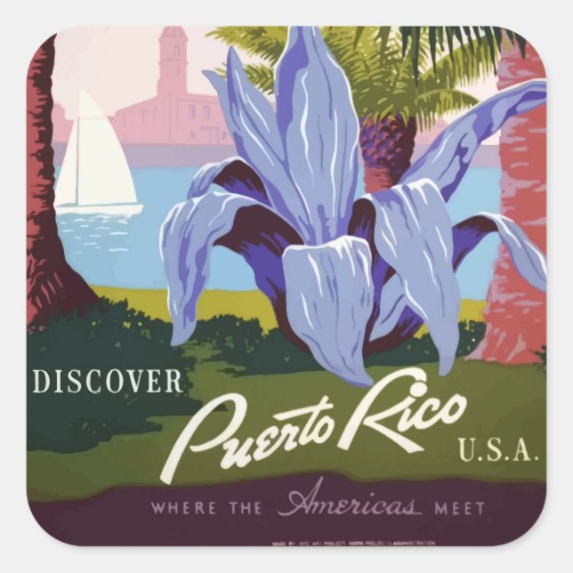 Stickers Carrés Porto Rico vintages (Devant)