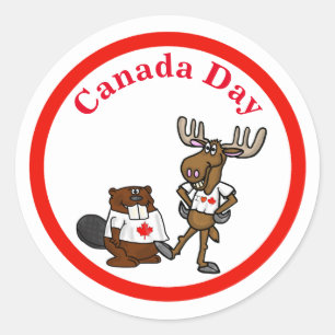 Stickers Castor et orignal de la fête du Canada