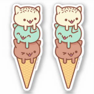 Stickers Cat à la crème glacée d'été