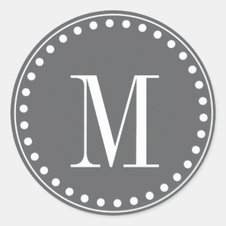 Stickers Cercle Monogramme gris foncé