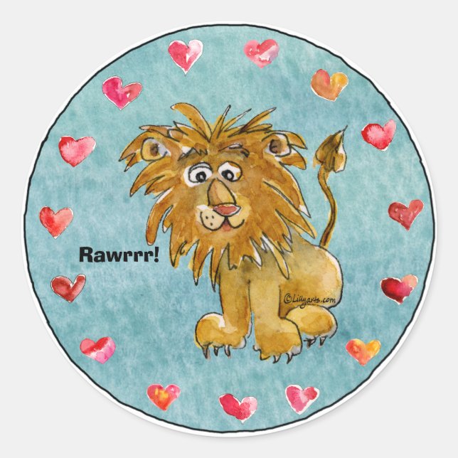 Stickers Cercle of Lion Cartoon Hearts (Devant)