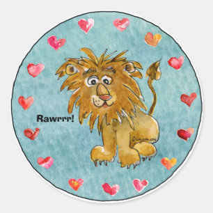 Stickers Cercle of Lion Cartoon Hearts