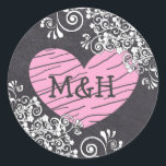 Stickers Chalkboard Black & Pink Heart Wedt Weddin<br><div class="desc">Chalkboard Black & Pink I Do Heart Wedding Stickers monogrammed marié et initiales du marié.</div>