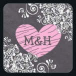 Stickers Chalkboard Black & Pink Heart Wedt Weddin<br><div class="desc">Chalkboard Black & Pink I Do Heart Wedding Stickers monogrammed marié et initiales du marié.</div>