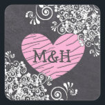 Stickers Chalkboard Black & Pink Heart Wedt Weddin<br><div class="desc">Chalkboard Black & Pink I Do Heart Wedding Stickers monogrammed marié et initiales du marié.</div>