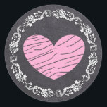 Stickers Chalkboard Black & Pink Heart Wedt Weddin<br><div class="desc">Stickers Chalkboard Black & Pink Heart Wedt Wedding</div>